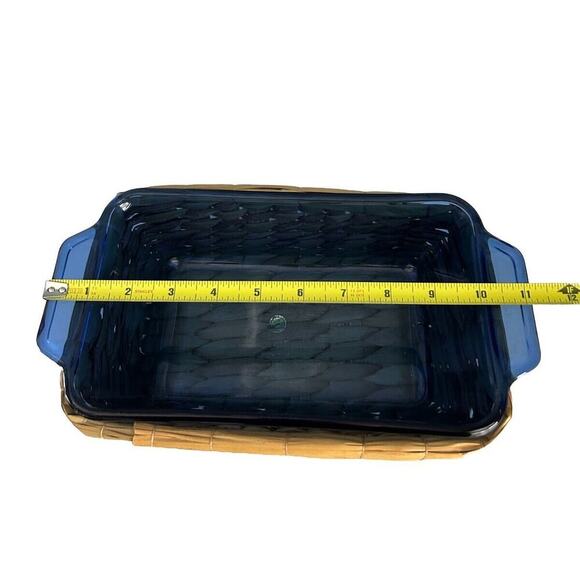Cobalt Blue Anchor Hocking Loaf Dish 1.5 Qt Baking Pan w/ Woven Serving Basket - Picture 5 of 9